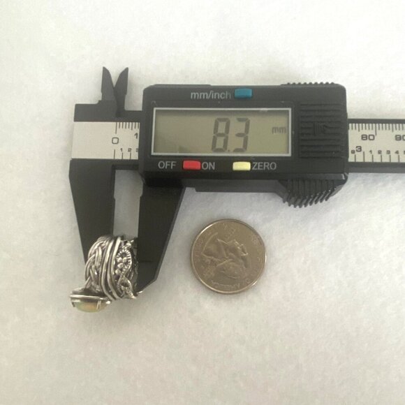 Sterling Silver 925 PZ Modernist Israel Opal Teardrop Wide Band Ring Sz 5.75 - Picture 15 of 16